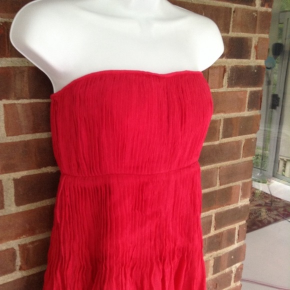 J. Crew 100% silk strapless fuschia dress - Picture 3 of 4